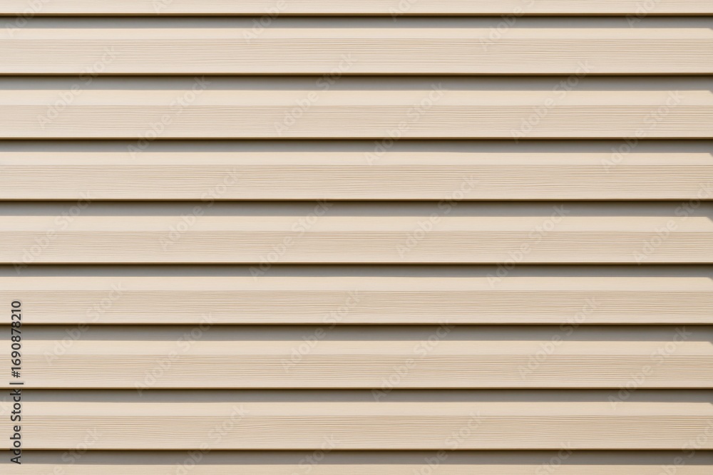 Poster beige horizontal siding panels with wood grain texture illuminated by natural light for architectura