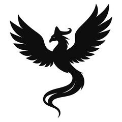 Silhouette vector illustration of a flying phoenix bird