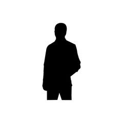 Silhouette of a Man StandingA simple, clean silhouette of a man standing, suitable for various design elements.