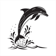 Naklejka premium dolphin vector silhouette clip art sketch idea illustration