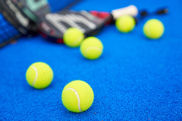 padel tennis court background and balls