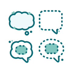 Dashed Line Speech Bubble Vector Set. Collection of  Minimal Comic and UI Dialogue Boxes