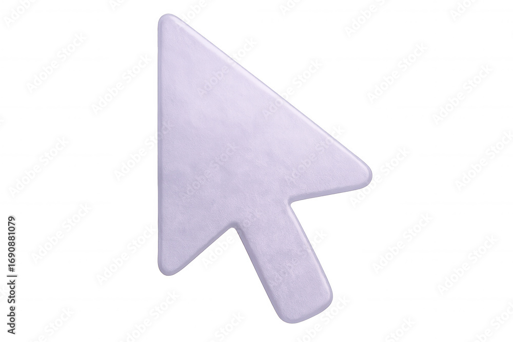 Poster white cursor arrow pointing on transparent background, symbolizing user interface design, modern tec