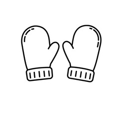 Obraz premium Outline Icon of Warm Winter Knitted Mittens