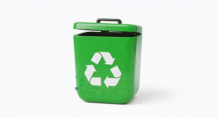 3d bin recycle  Icon white background