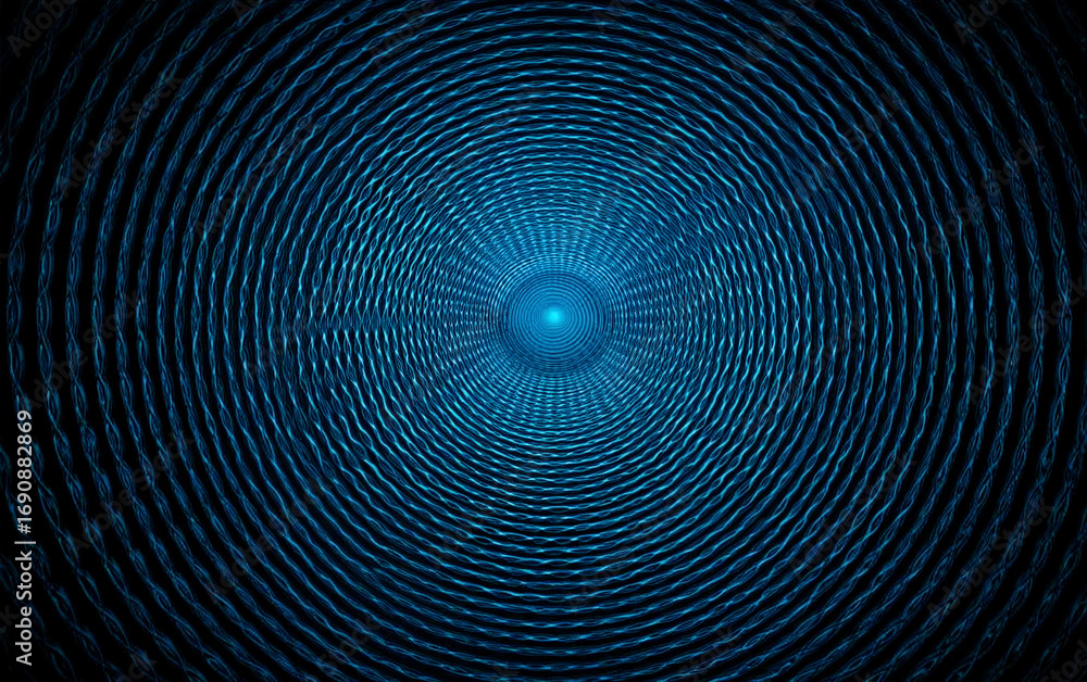 Aufkleber Blue circular pattern with concentric waves creating a mesmerizing effect
