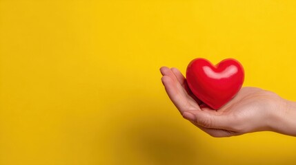 a person holding a red heart in their hand