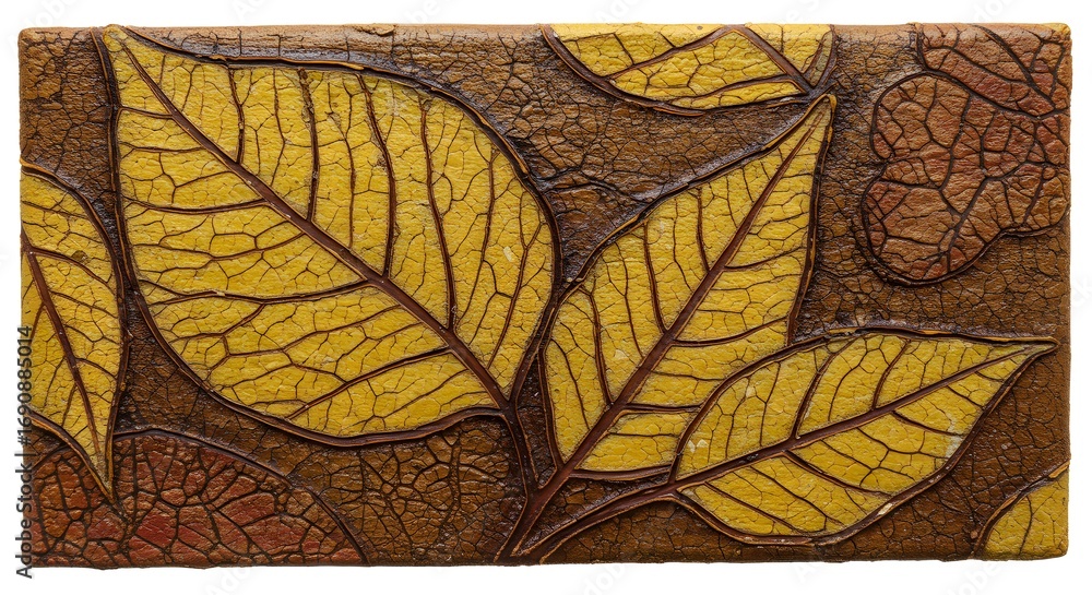 Poster abstract textured background with yellow and brown leaves pattern, artistic and decorative design el