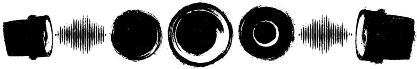 Grunge black and white smiley set illustration for urban design and prints