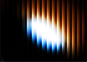 Luminous radiant glass texture vertical glassl ike rays abstract diagonal light streaks with blue and orange hues on black