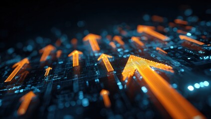 Abstract digital arrows upward