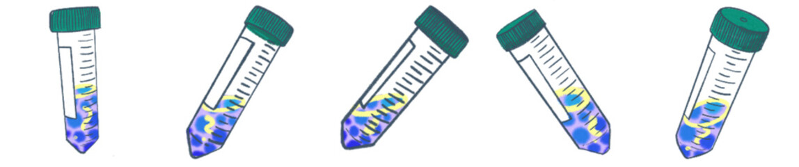 Centrifuge Tube Clipart Set – Hand Drawn Laboratory Sample Tubes with Cap for Science and Medical Research Illustration