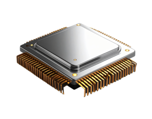 Modern CPU Microchip PNG – Central Processing Unit Isolated on Transparent Background