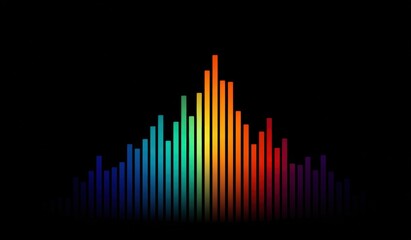 Colorful audio waveform on black background