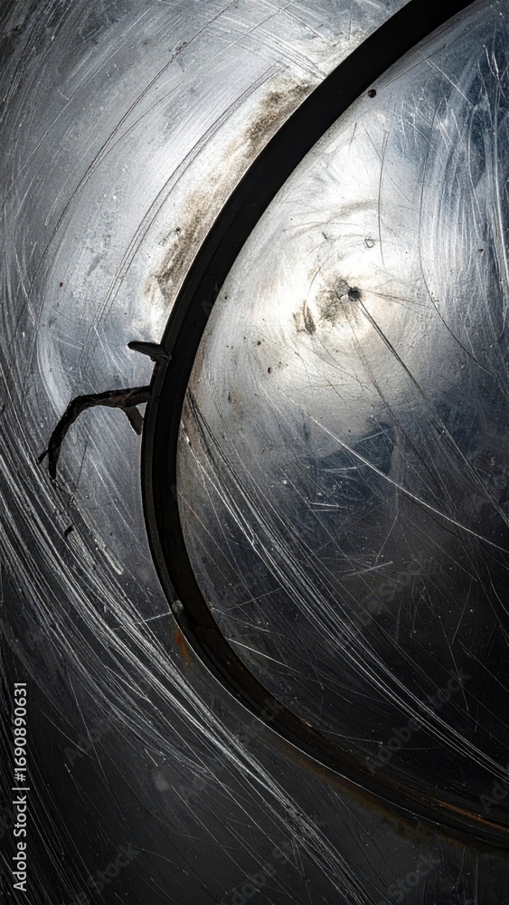 Poster abstract close-up of a scratched surface with circular design elements