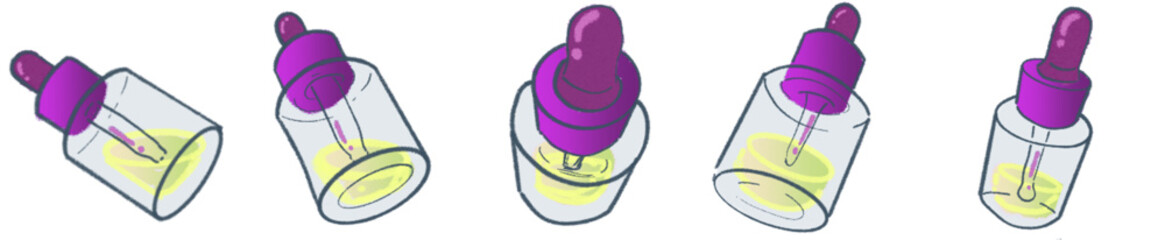 Transparent Dropper Bottle Illustration for Skincare, Serum, and Cosmetic Use