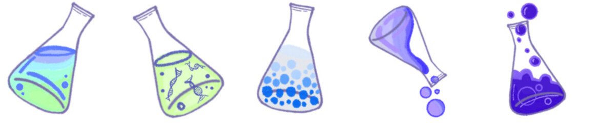 Hand Drawn Erlenmeyer Flask PNG for Scientific Experiment Design