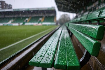 Rainy day at a stadium