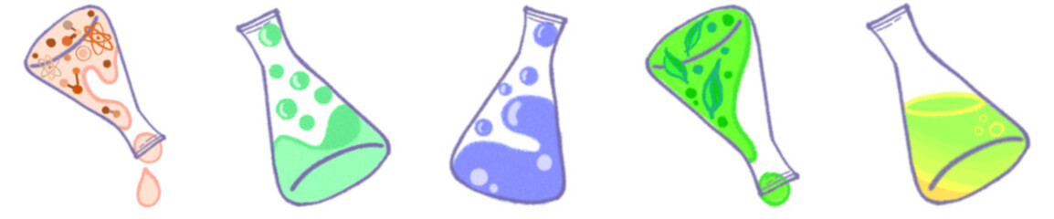 Hand Drawn Erlenmeyer Flask PNG for Scientific Experiment Design