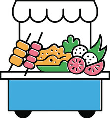 Vibrant Street Food Cart Delicious Treats Await