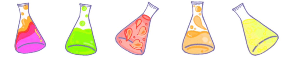 Hand Drawn Erlenmeyer Flask PNG for Scientific Experiment Design