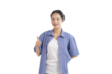Thumbs Up: A confident person gestures a thumbs up, a universal symbol of approval and agreement, conveying positivity and support.
