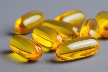Close-up of yellow gelatin capsules