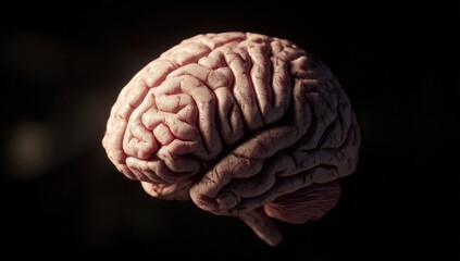 Detailed close-up of a human brain