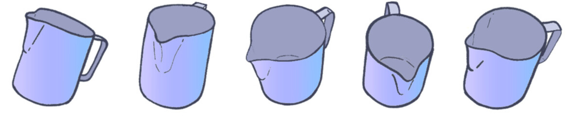 Coffee Shop Frothing Jug with Handle for Steamed Milk, Latte, Cappuccino, and Mocha PNG