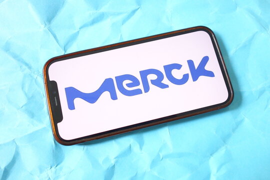 Konskie, Poland - September 07, 2025: Merck company logo displayed on mobile phone