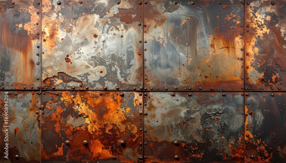 Poster rusty metal surface with unique textures and color variations
