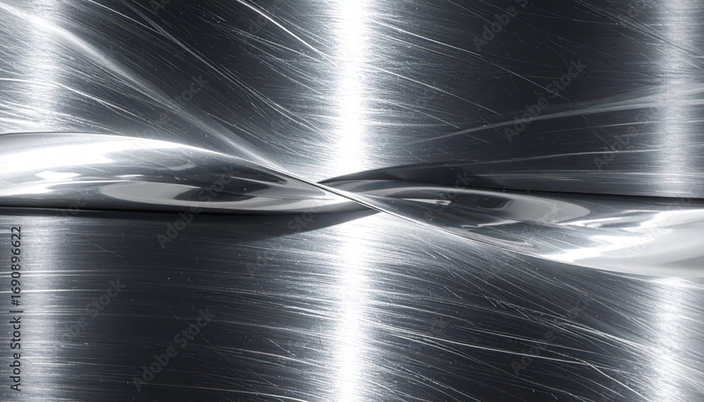 Poster abstract metallic texture with curved lines and polished finish