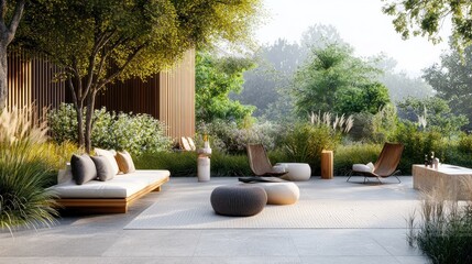Fototapeta premium Modern outdoor patio
