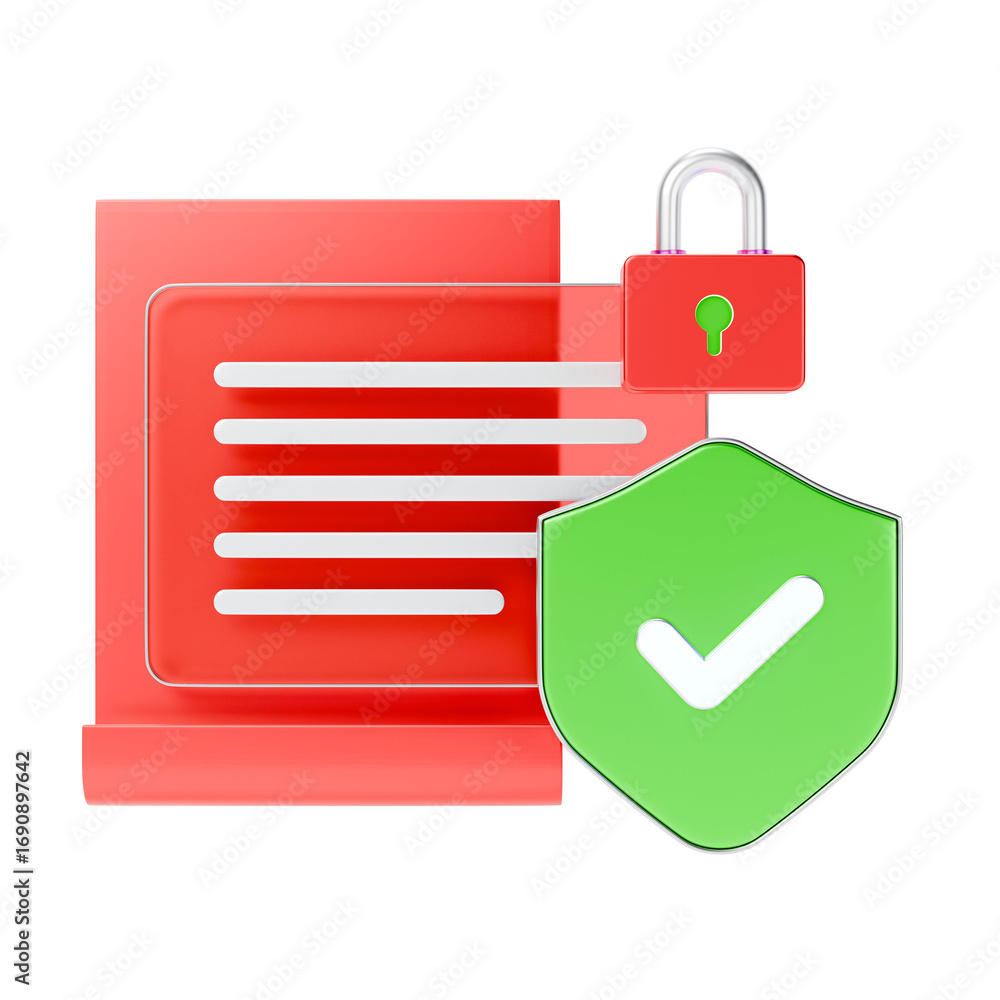 Aufkleber 3d icon of a cybersecurity shield symbolizing the protection of online data and digital files.