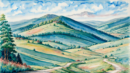 Mountain Landscape with Blue Sky