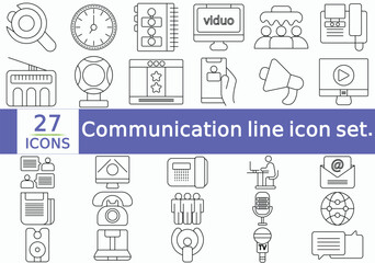Communication line icon set. Editable stroke. Vector illustration