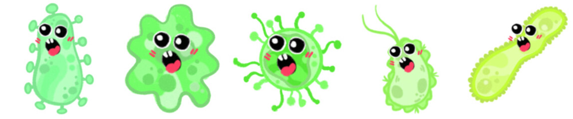 Colorful Virus and Bacteria PNG Icon for Biology, Medicine, and Design