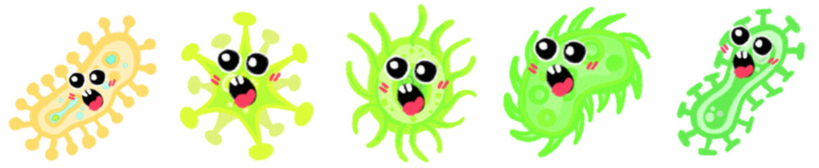 Colorful Virus and Bacteria PNG Icon for Biology, Medicine, and Design