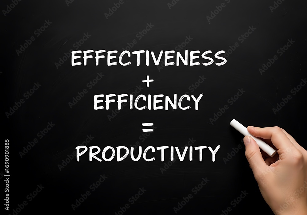 Poster achieving peak performance through effectiveness and efficiency equals maximum productivity