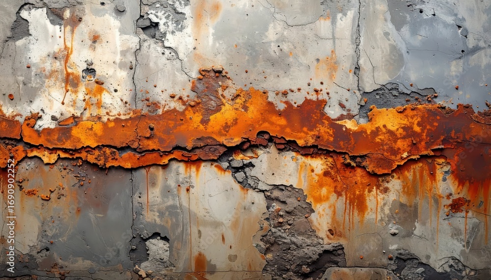 Poster abstract surface texture with rust and cracked paint in industrial setting