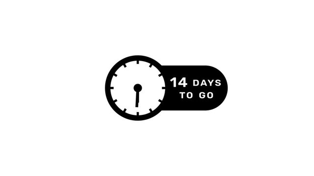 14 days countdown clock animation. Countdown timer clock icon.