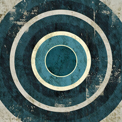 Abstract Grunge Concentric Circles Blue Texture