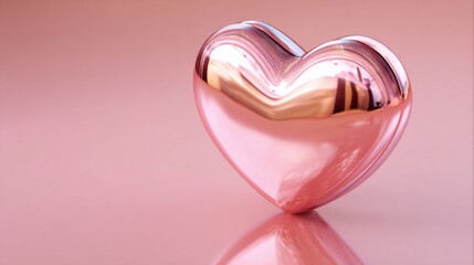 a shiny heart shaped object on a pink surface