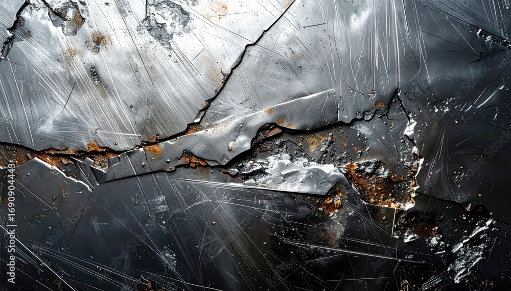 Poster textured surface of scratched and rusty metallic background design
