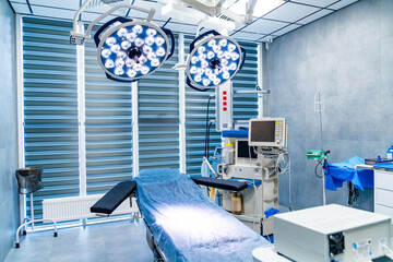 High-tech surgical room. The surgical room features advanced lighting and equipment, ready for a...