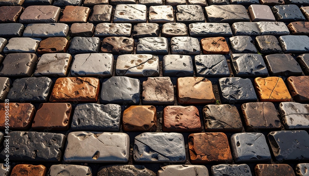 Poster textured cobblestone pathway with rich earthy tones and patterns