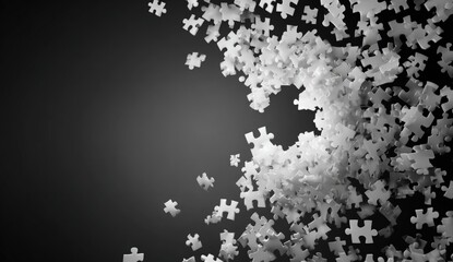 Abstract puzzle pieces in motion