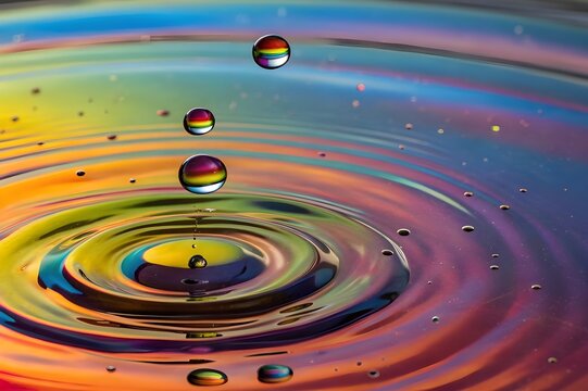 colorful swirling obstract oil drops on a glossy surface 