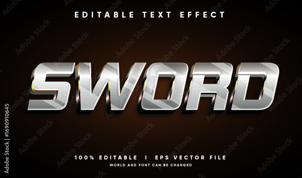 Aufkleber sword 3d vector text effect with modern style