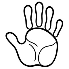 Obraz premium Clean outline drawing of a Big cartoon Handprint minimalistic design for coloring page